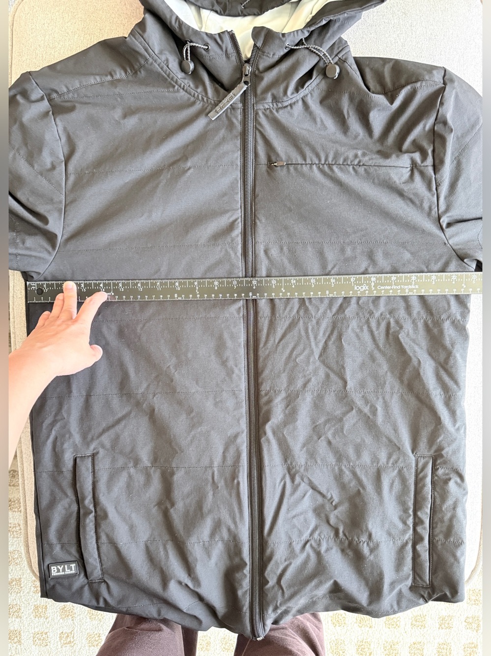 BYLT Drop-Cut Puffer Jacket Men XL Black Hooded Insulated Techwear Gorpcore Coat - Picture 9 of 16